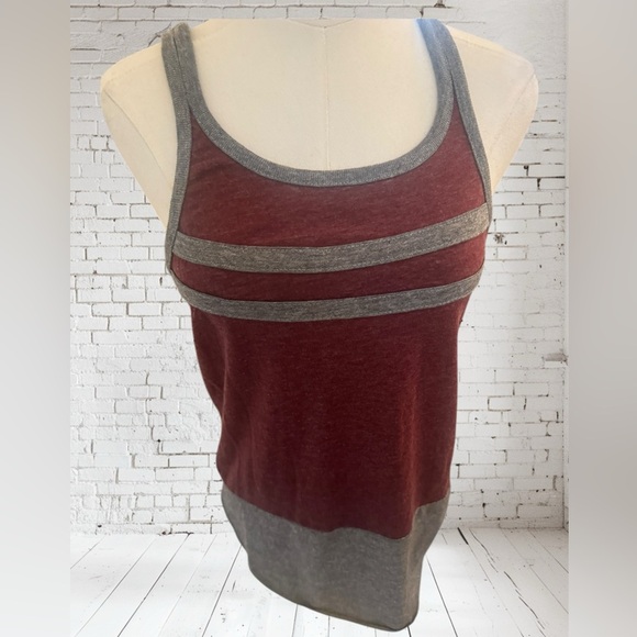 Chaser Grey & Maroon Tank Top Medium NWT | Soft Vintage Vibe - Picture 1 of 4